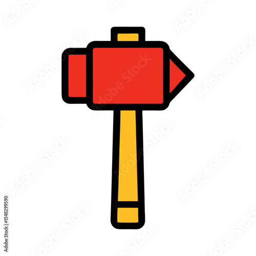 Toy hammer clipart vector illustration of pretend play tool on white background