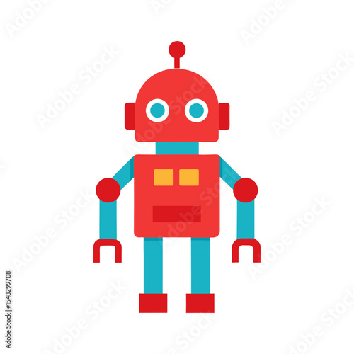 Toy robot clipart vector illustration of mechanical toy on white background