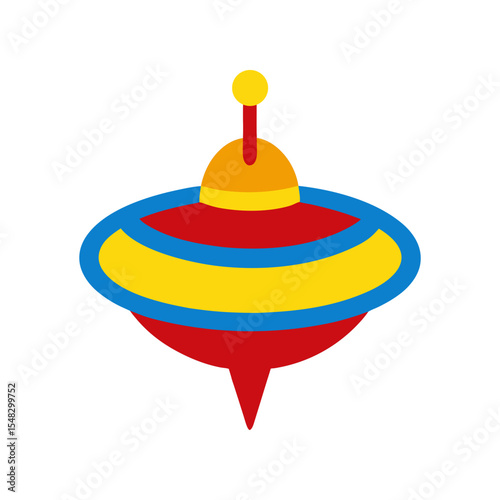 Toy spinning top clipart vector illustration of classic plaything on white background