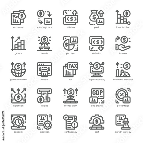 Economic Growth Icon pack for your website, mobile, presentation, and logo design. Economic Growth Icon outline design. Vector graphics illustration and editable stroke.