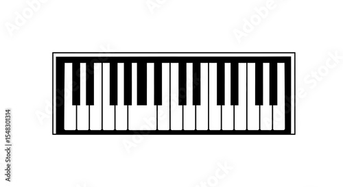 Simple Black and White Piano Keyboard Illustration