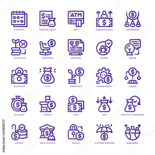 Pension Icon pack for your website, mobile, presentation, and logo design. Pension Icon line basic color design. Vector graphics illustration and editable stroke.
