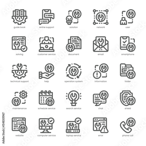 Tech Support Icon pack for your website, mobile, presentation, and logo design. Tech Support Icon outline design. Vector graphics illustration and editable stroke.