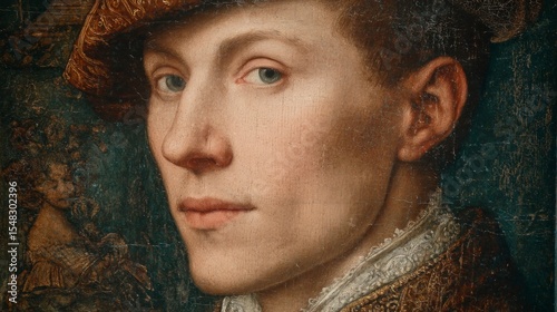 Classical portrait of a young man detailed renaissance era painting