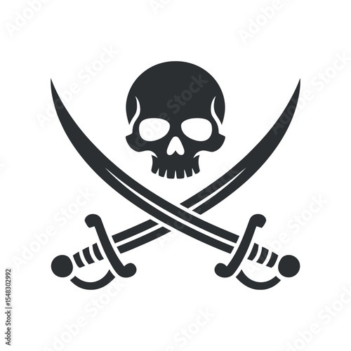Pirate Skull and Crossed Sabers Graphic Design
