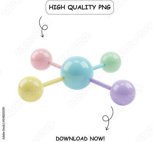Modern 3D molecule or network structure icon. Represents concepts like science, connection, data, technology, chemistry, communication, social networks, and decentralized systems.

