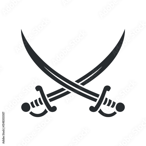 Crossed swords graphic design in black and white