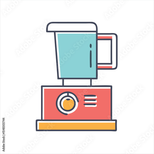 Illustration of a stylishly simple and colorful kitchen blender appliance