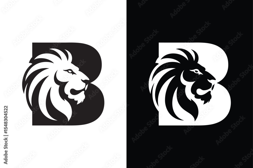 Letter B letter design. B letter with LION icon abstract vector logo icon circle logotype.