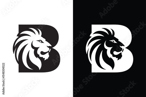 Letter B letter design. B letter with LION icon abstract vector logo icon circle logotype.