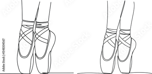Elegant Ballet Slippers Continuous Line Art Illustration for Dance and Fashion Projects