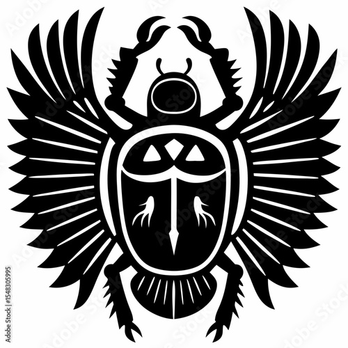 Hieroglyphic Scarab Beetle Egyptian Art Symbol