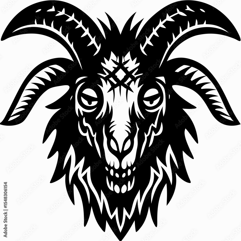 Fototapeta premium Horrifying Undead Goat Skull Illustration