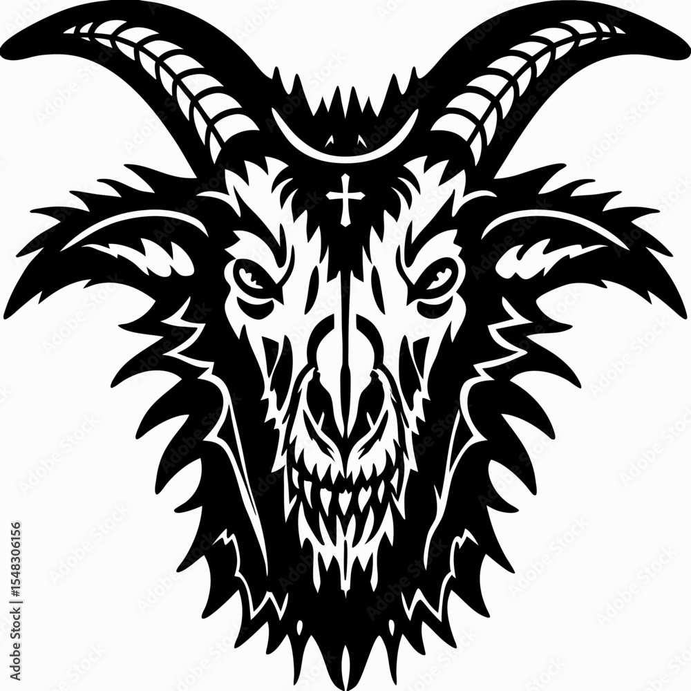 Obraz premium Horrific Undead Goat Head Illustration
