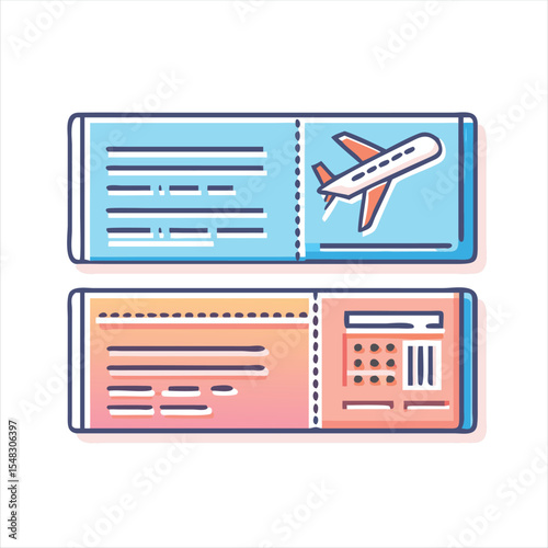 Two airline tickets for travel with a retro aesthetic design style