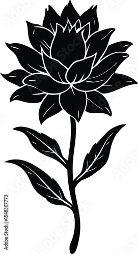 Indian paintbrush wildflower with detailed petals and leaves silhouette vector