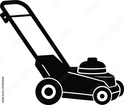 Lawn mower garden equipment for landscaping and outdoor trimming silhouette vector