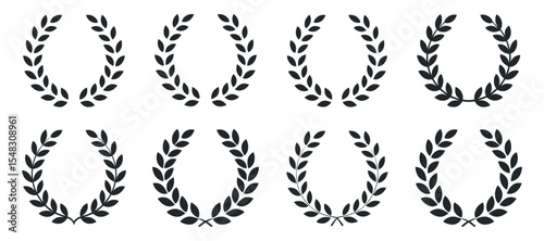 Set of Simple Laurel Wreaths for Design Elements