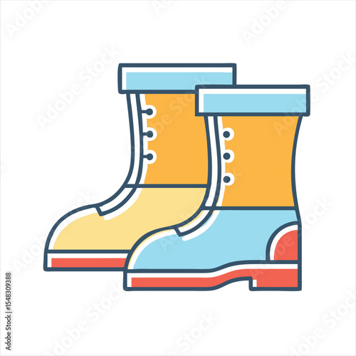 Two different colored boots standing on a white background illustration design