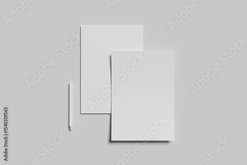 Blank A4 flyer for mockup - 3D rendering and illustration
