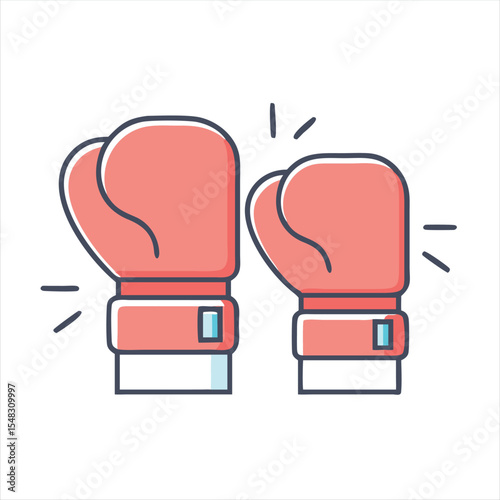 Two boxing gloves colliding in an illustration conveying sports and competition concept