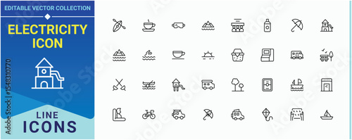 Hobbies icon set in linear style. Pack of entertainment, sport, camp, tourism, relaxation and more. Recreation icon set. Collection for mobile and web apps. Editable stroke. Pixel Perfect.