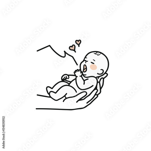 A baby is held with love and care.