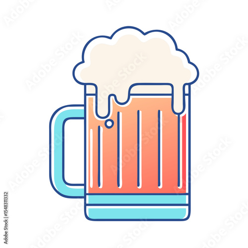 A large mug of foamy beer with a light blue outline illustration