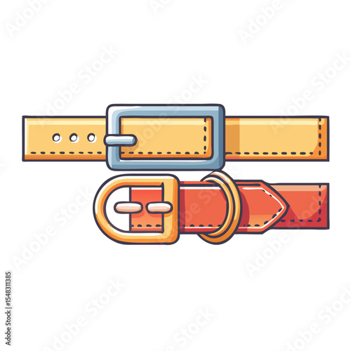 Two uniquely designed belts laying parallel to each other on a white background
