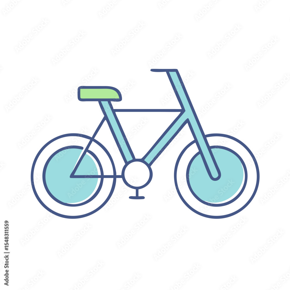 Simple and stylized illustration of a bicycle with a light blue color scheme Simple and stylized illustration of a bicycle with a light blue color scheme