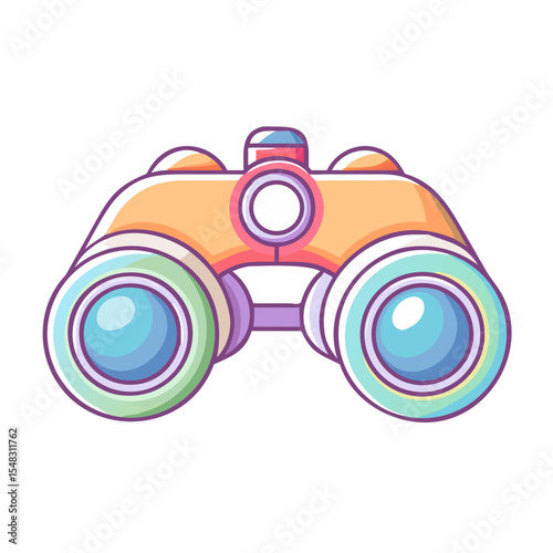 Colorful cartoon binoculars with visible lenses and adjustment knob for travel