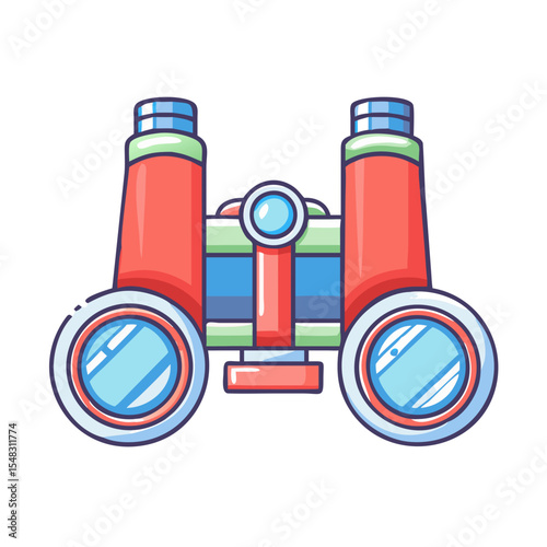 Cartoonish illustration of a set of binoculars perfect for outdoor adventures