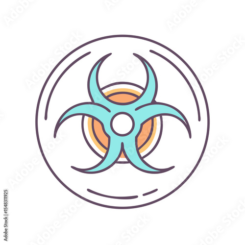 Simple biohazard symbol within a circular containment field representing biological threat