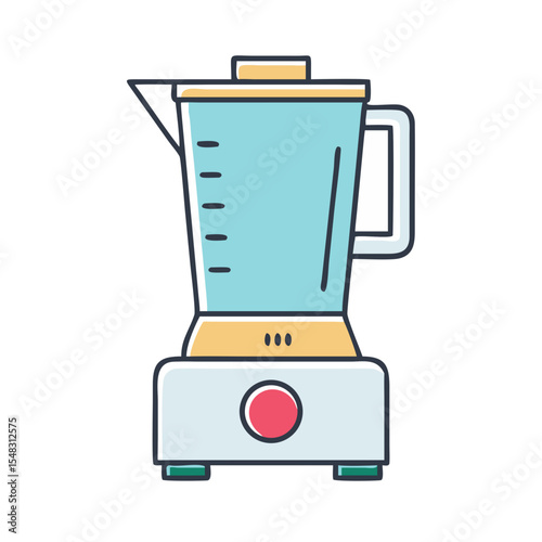 A stylized vector illustration of a kitchen blender appliance with simple colors