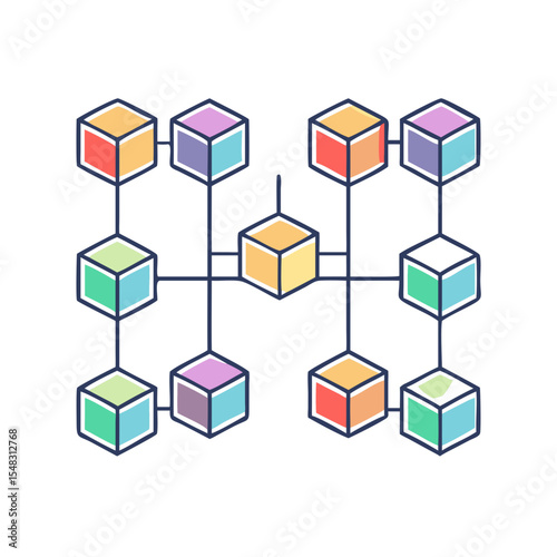 Colorful Cube Network Illustration representing decentralized systems and data structures