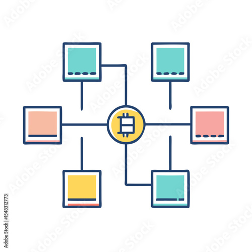 Conceptual Blockchain illustration representing a cryptocurrency network built on decentralized technology
