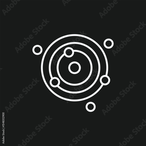 Atom Solar System Icon,  Science, Orbit And Connection Symbol