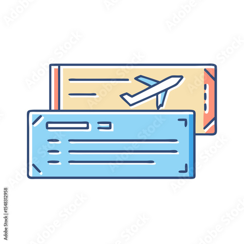 Illustrative image depicting airplane ticket and boarding pass for airline travel