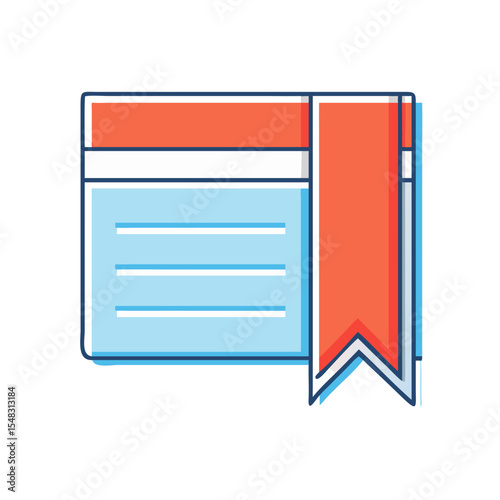 Stylized illustration of a notebook with a bookmark, simple and appealing
