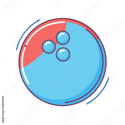 Stylish and colorful bowling ball with motion lines against white background