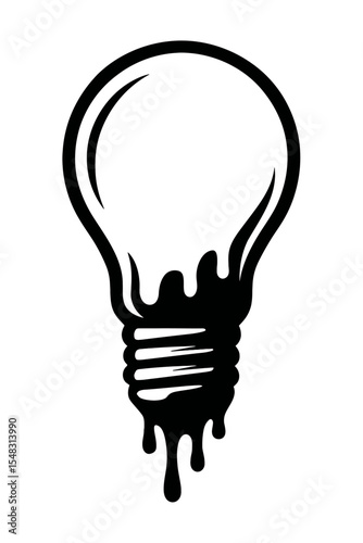 Creative Melting Light Bulb Black and White Vector Art - Concept of Dwindling Ideas