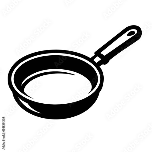 Classic Black and White Frying Pan Vector - Essential Kitchen Utensil for Cooking and Culinary Designs