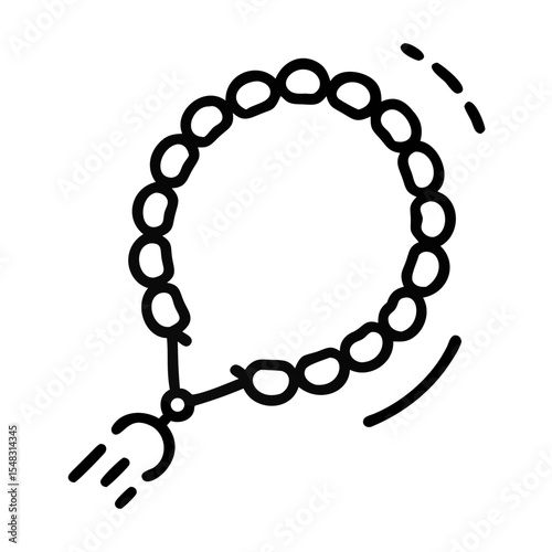 Islamic prayer beads swinging in motion symbolizing spirituality  