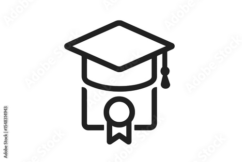A minimalist degree logo featuring a convocation cap in black, presented as a silhouette vector