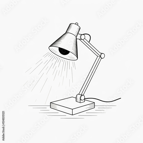 Minimalist desk lamp illuminating workspace in a modern office setting during daytime