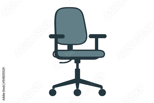 An office chair that features ergonomic design, wheels, and adjustable height is ideal for workplace graphics, including productivity dashboards and e-learning kits