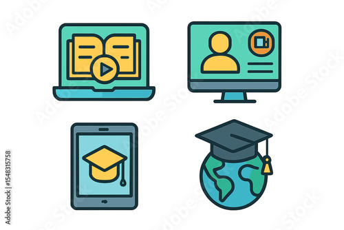 Images representing digital learning systems and virtual educational resources