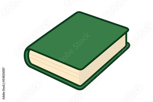 A vector illustration of a green hardcover book is ideal for projects related to literature, education, and libraries, as well as e-learning materials and book club promotions