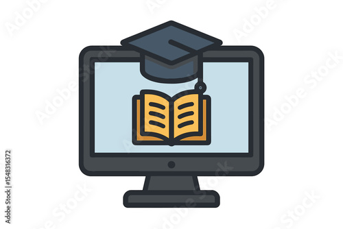 Computer screen displaying an online learning and education icon