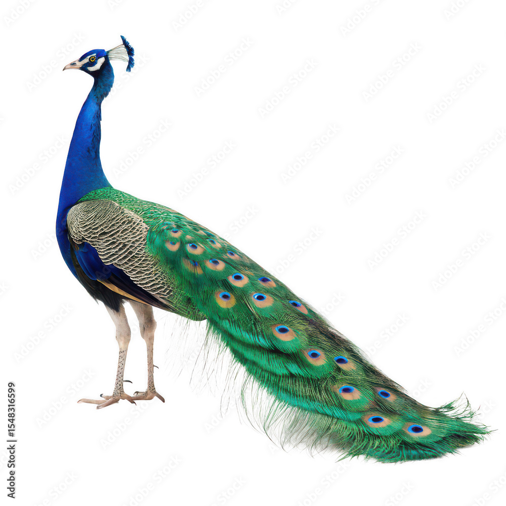 Obraz premium Peafowl animal png vibrant ornamental bird png exotic bird species png showy tail feathers bird png tropical wildlife png transparent background image